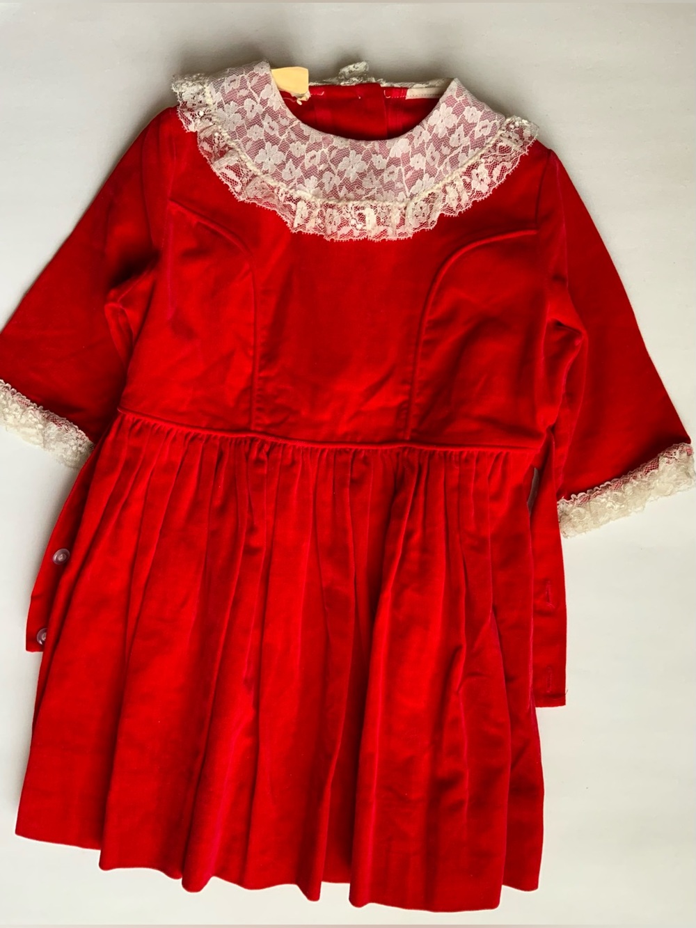 Vintage 60s Red Lace-Collar Girls' Holiday Dress